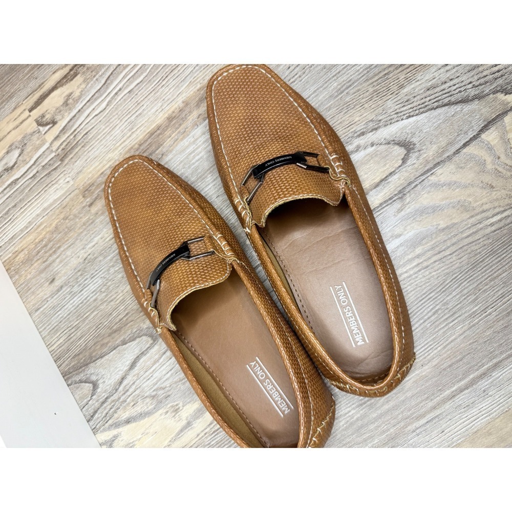 Members Only Mens Tan Woven Loafers Moccasins Driving Shoes